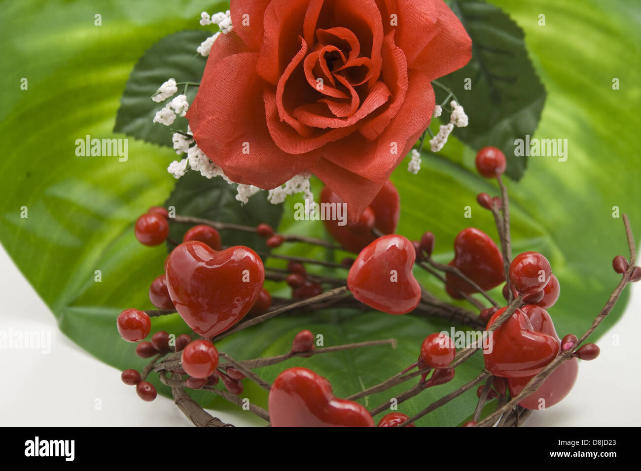 Rose rouge avec coeur Banque D'Images