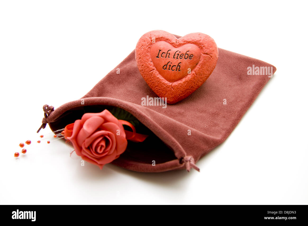 Coeur avec rose Banque D'Images