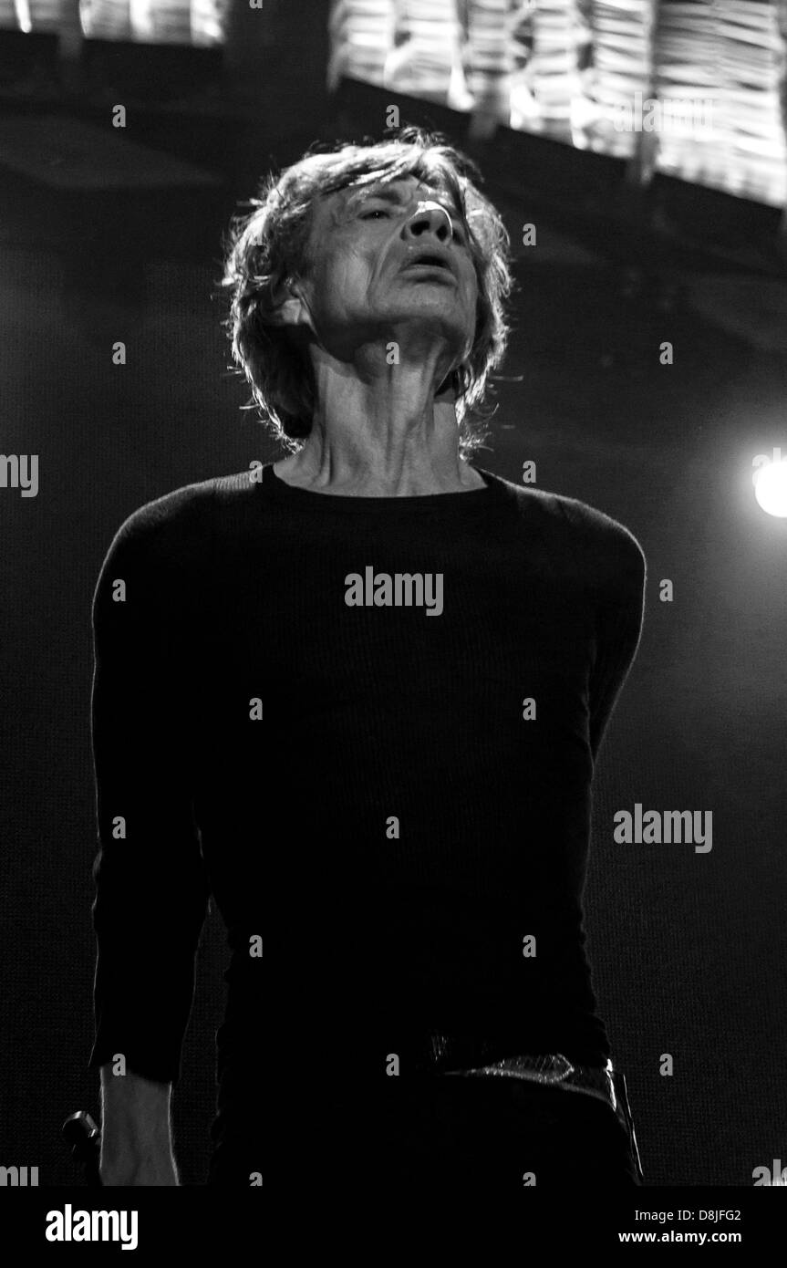 Mick Jagger, chanteur des Rolling Stones effectue pendant leur '50 et le décompte' tour à Toronto, Ontario, Canada. 052513 Banque D'Images