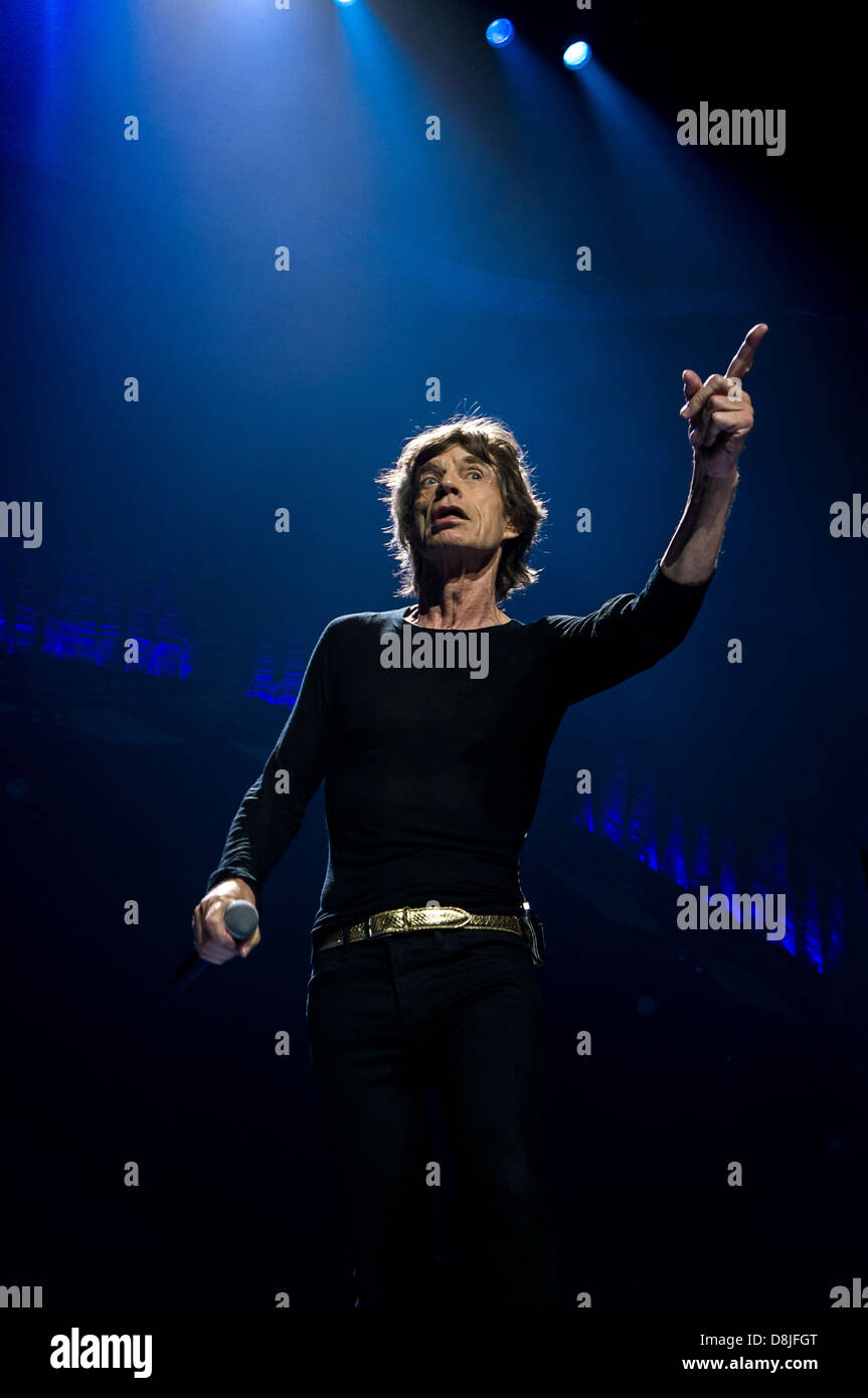 Mick Jagger, chanteur des Rolling Stones effectue pendant leur '50 et le décompte' tour à Toronto, Ontario, Canada. 052513 Banque D'Images