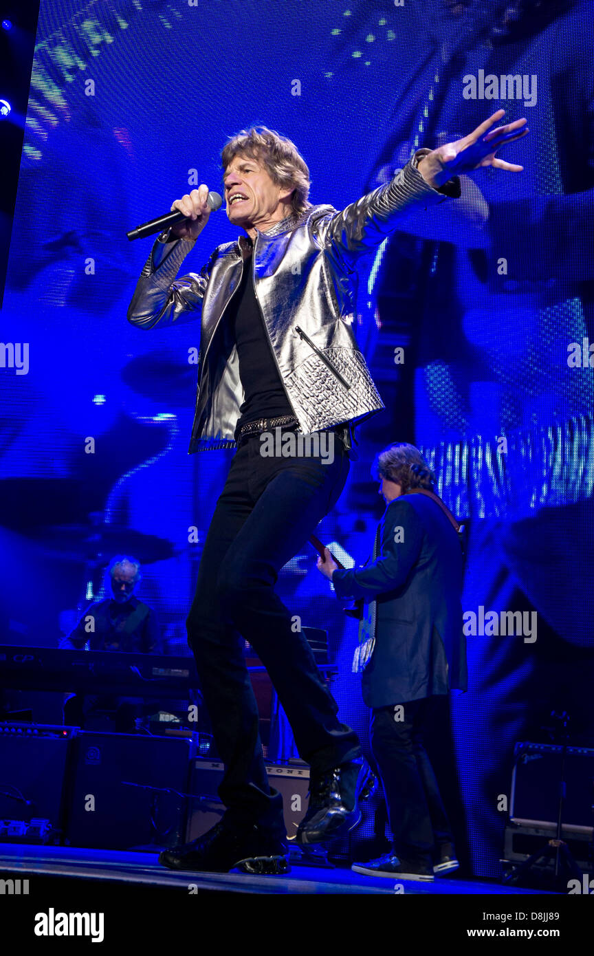 Mick Jagger, chanteur des Rolling Stones effectue pendant leur '50 et le décompte' tour à Toronto, Ontario, Canada. 052513 Banque D'Images