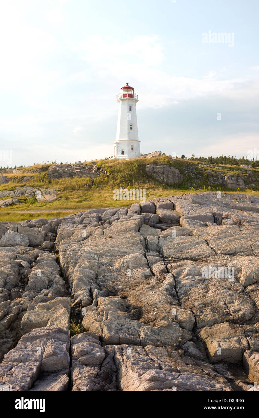 Le phare de Louisbourg en Nouvelle-Écosse. Banque D'Images