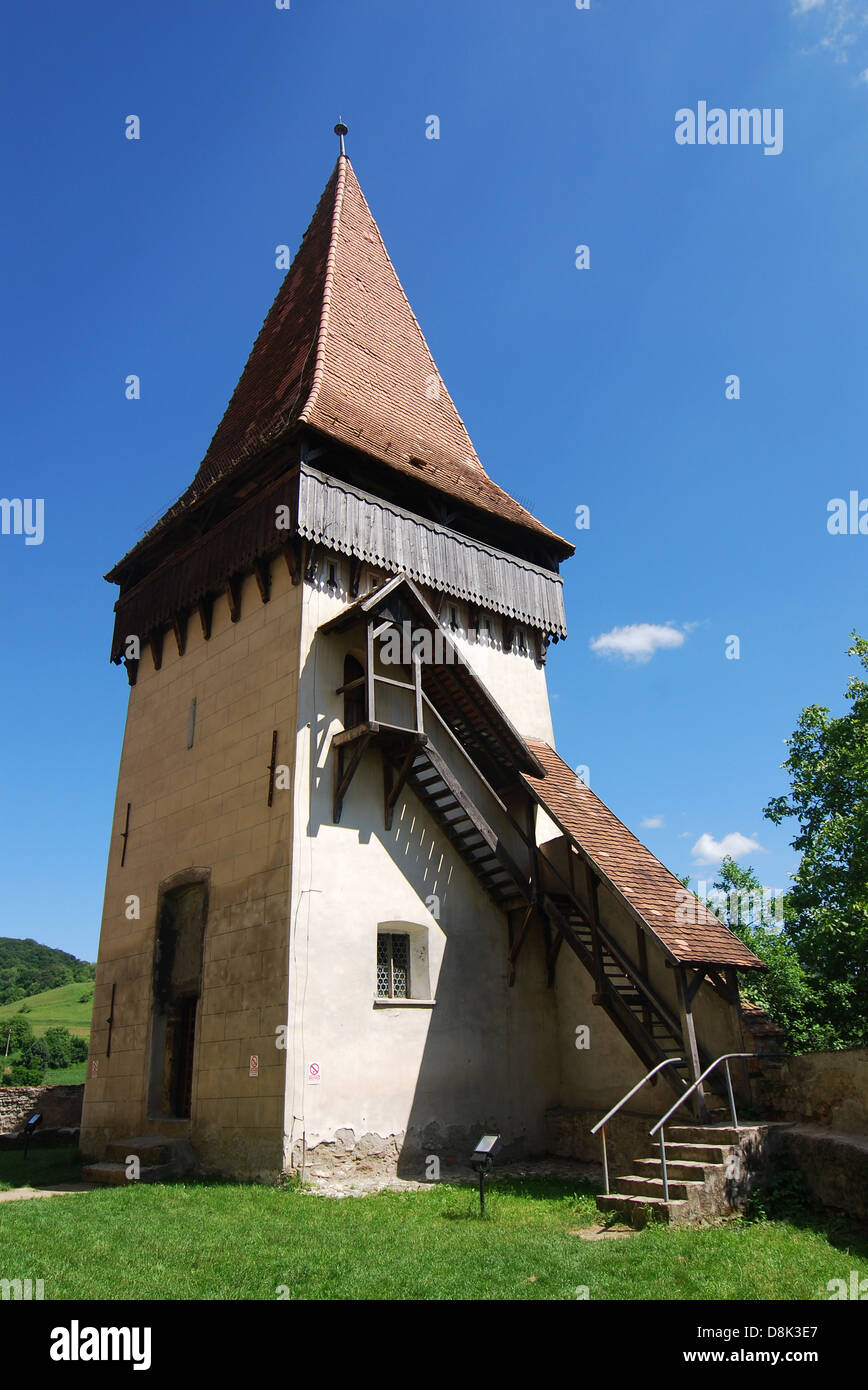 L'église fortifiée de Biertan en Transylvanie, tour du mur. La Roumanie. Banque D'Images