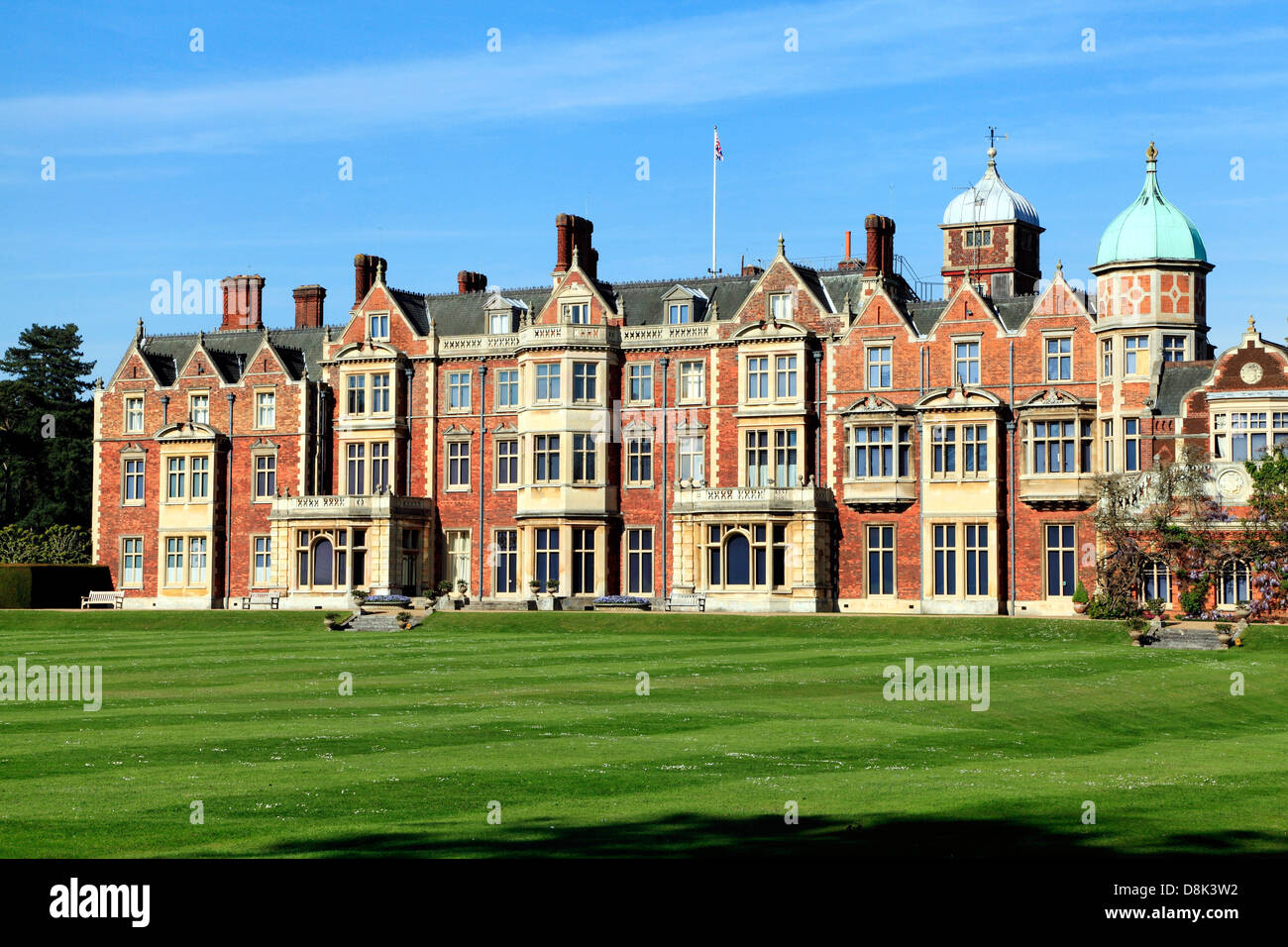 Sandringham House, Norfolk, country retreat de SM la Reine britannique du 19e siècle, l'architecture victorienne, en Angleterre, Royaume-Uni Banque D'Images