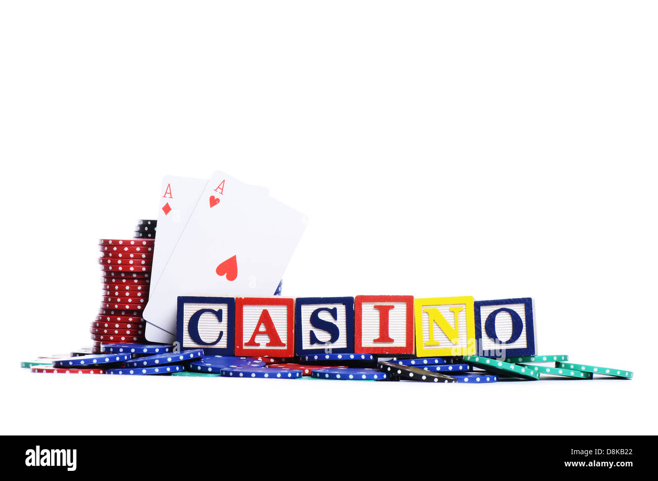 Jetons de Casino isolated on white Banque D'Images
