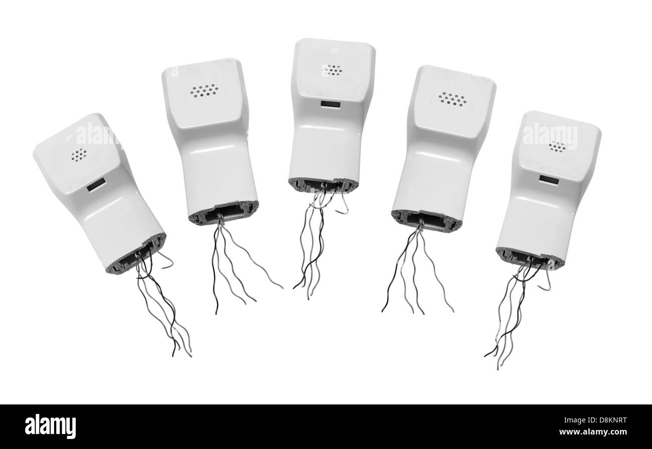 Les Récepteurs de téléphone cassé Banque D'Images