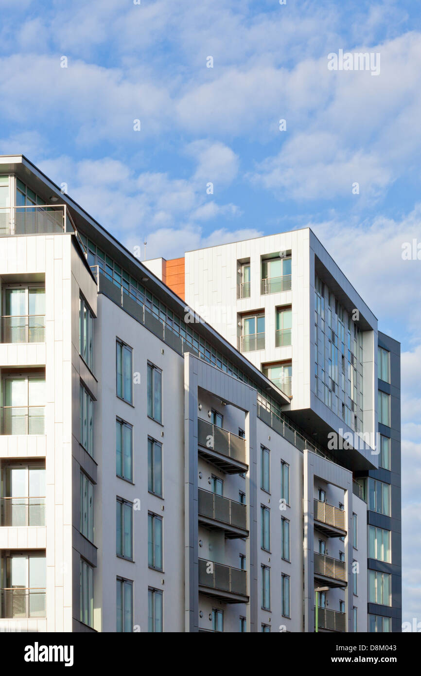 Appartement moderne de haute élévation bloc avec un design angulaire, Nottingham, England, UK Banque D'Images