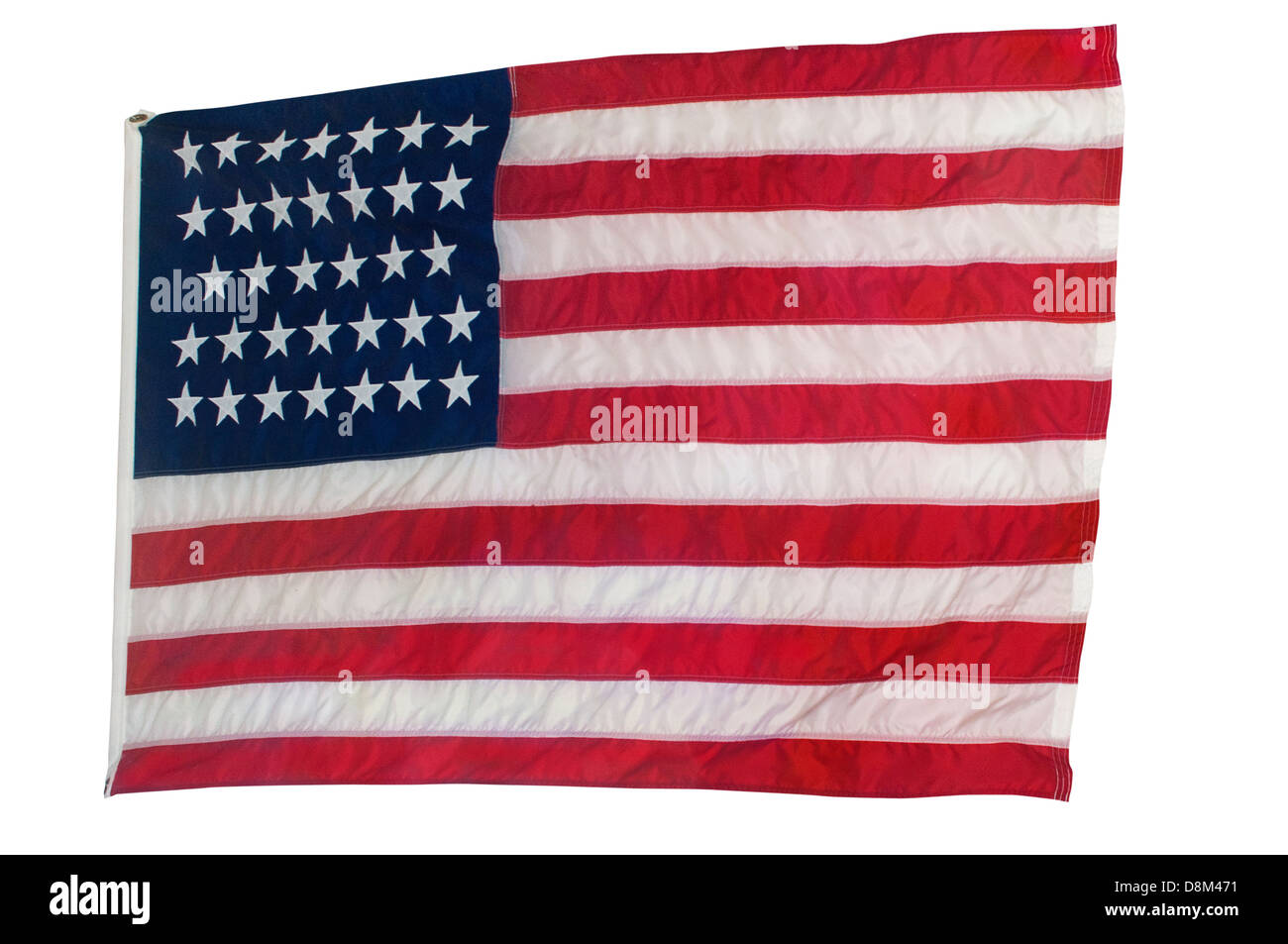 Drapeau américain avec 34 étoiles, en vigueur 1861-1863, Fort Pillow State Park, New York. Photographie numérique Banque D'Images