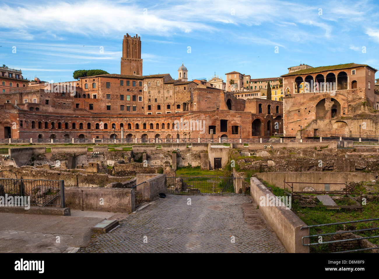 Vue sur le Forum de Trajan et Marchés de Trajan, Rome Banque D'Images