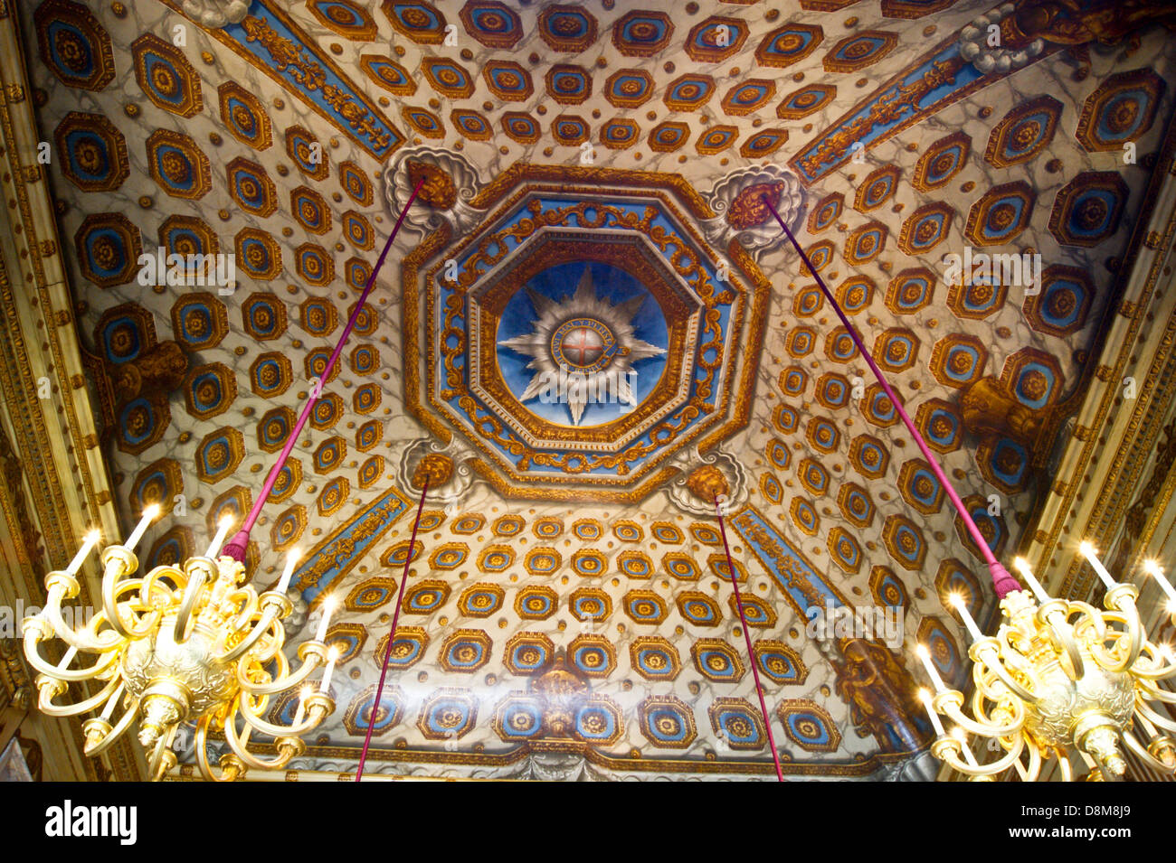 Plafond à caissons peints, Coupole Prix, par William Kent, Appartements du Roi, Kensington Palace, Hyde Park, Londres, Angleterre Banque D'Images