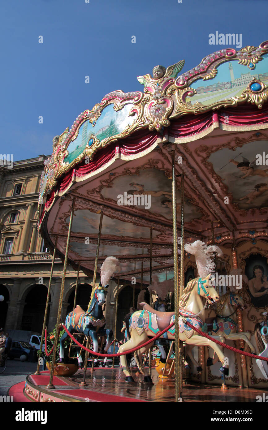 Les chevaux du Carrousel dans la vieille ville de Florence, Italie Banque D'Images