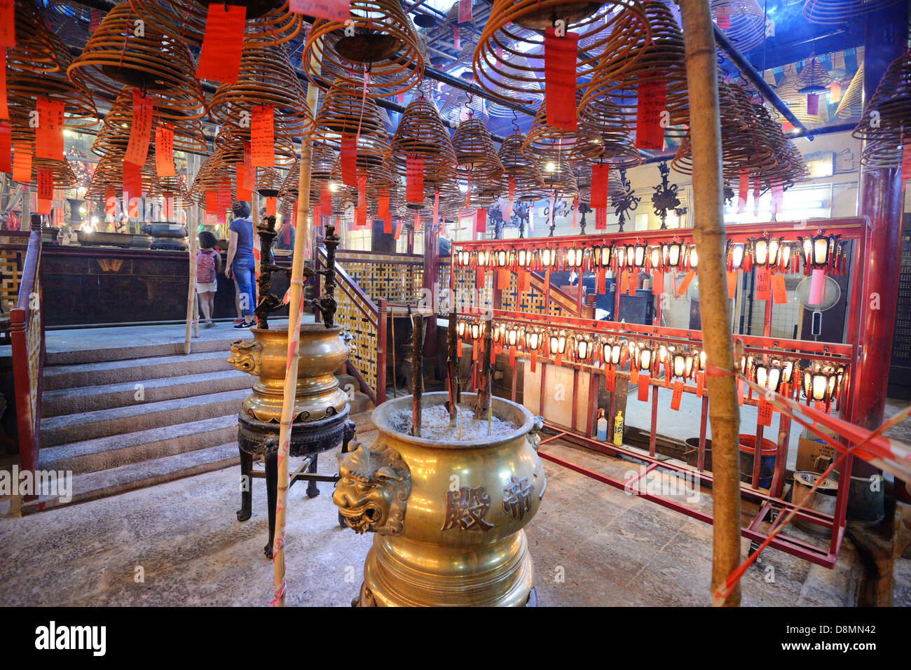 Intérieur du Temple Man Mo à Hong Kong, Chine. Banque D'Images