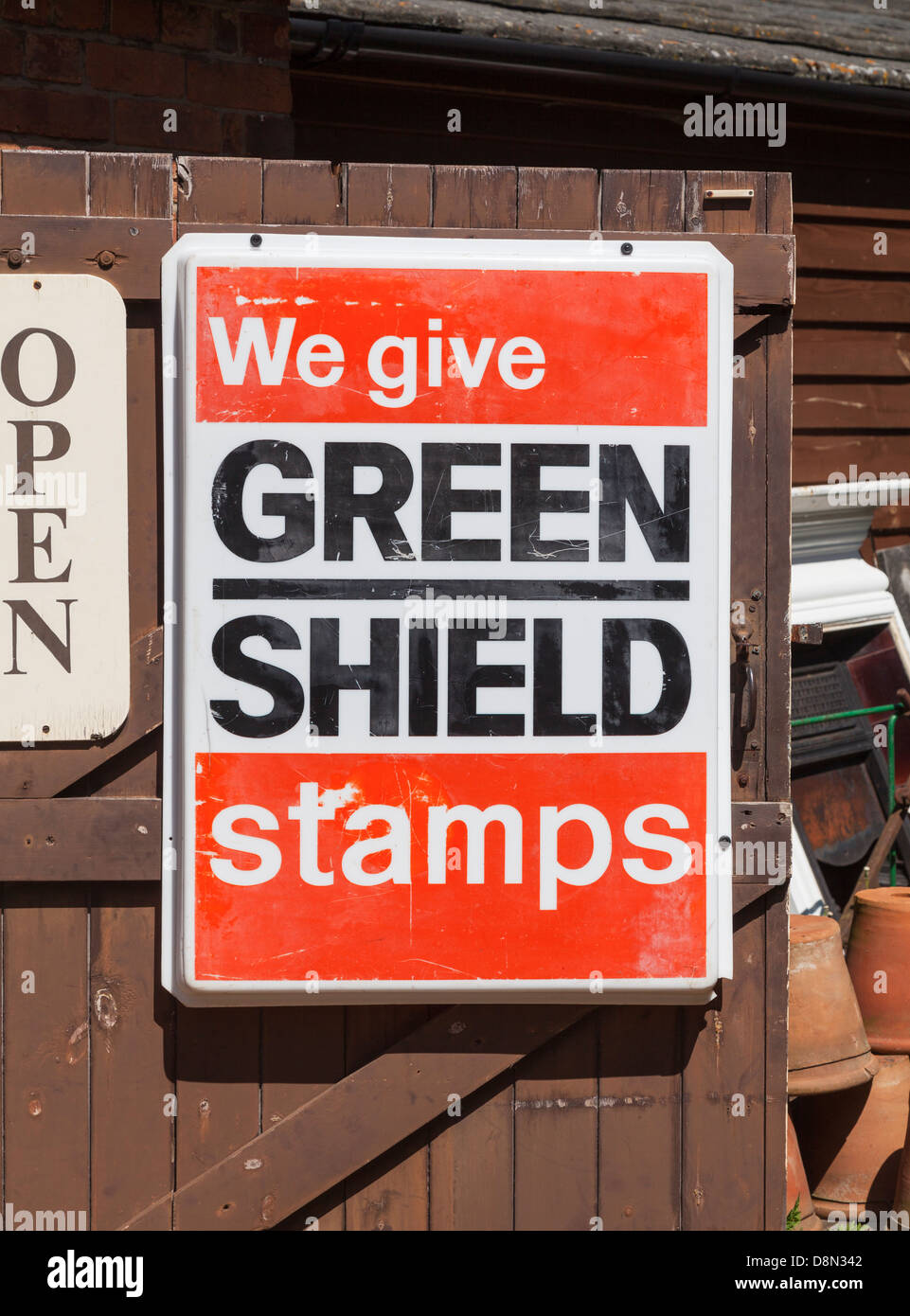 Publicité signe Vintage Green Shield Stamps Banque D'Images