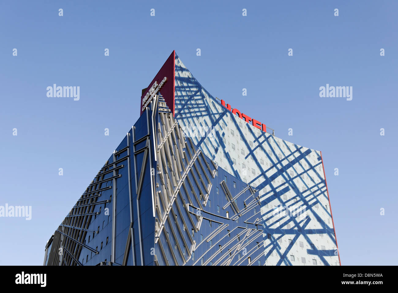 L''hôtel, façade moderne, l'île d'Amager, Oerestad, Copenhague, Danemark, Europe Banque D'Images