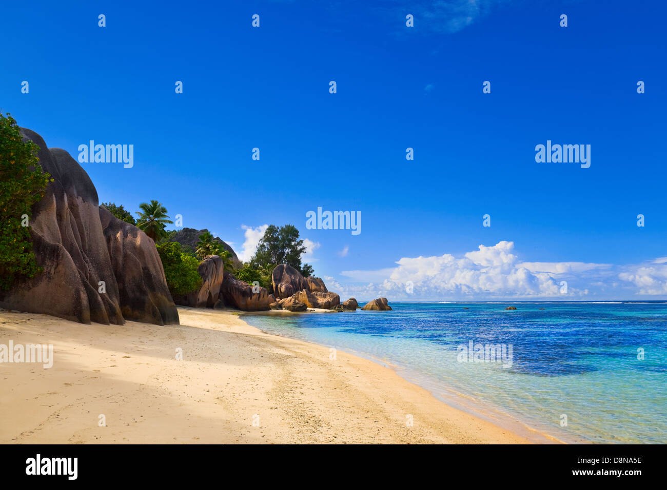 Source d'argent Beach à Seychelles Banque D'Images