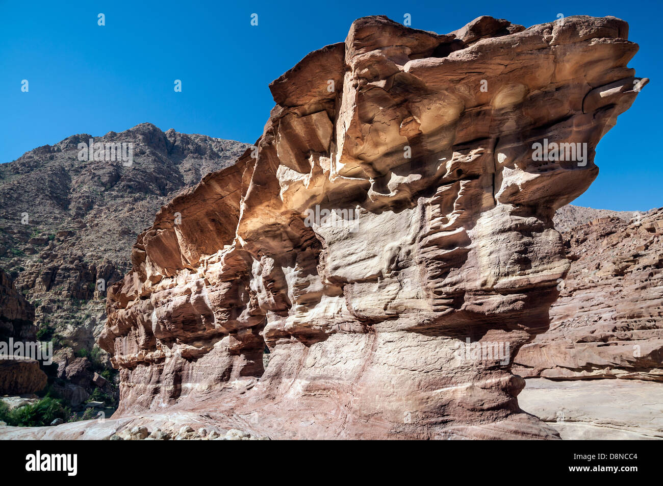 Dans les falaises de la vallée de Wadi Hasa, Jordanie Banque D'Images