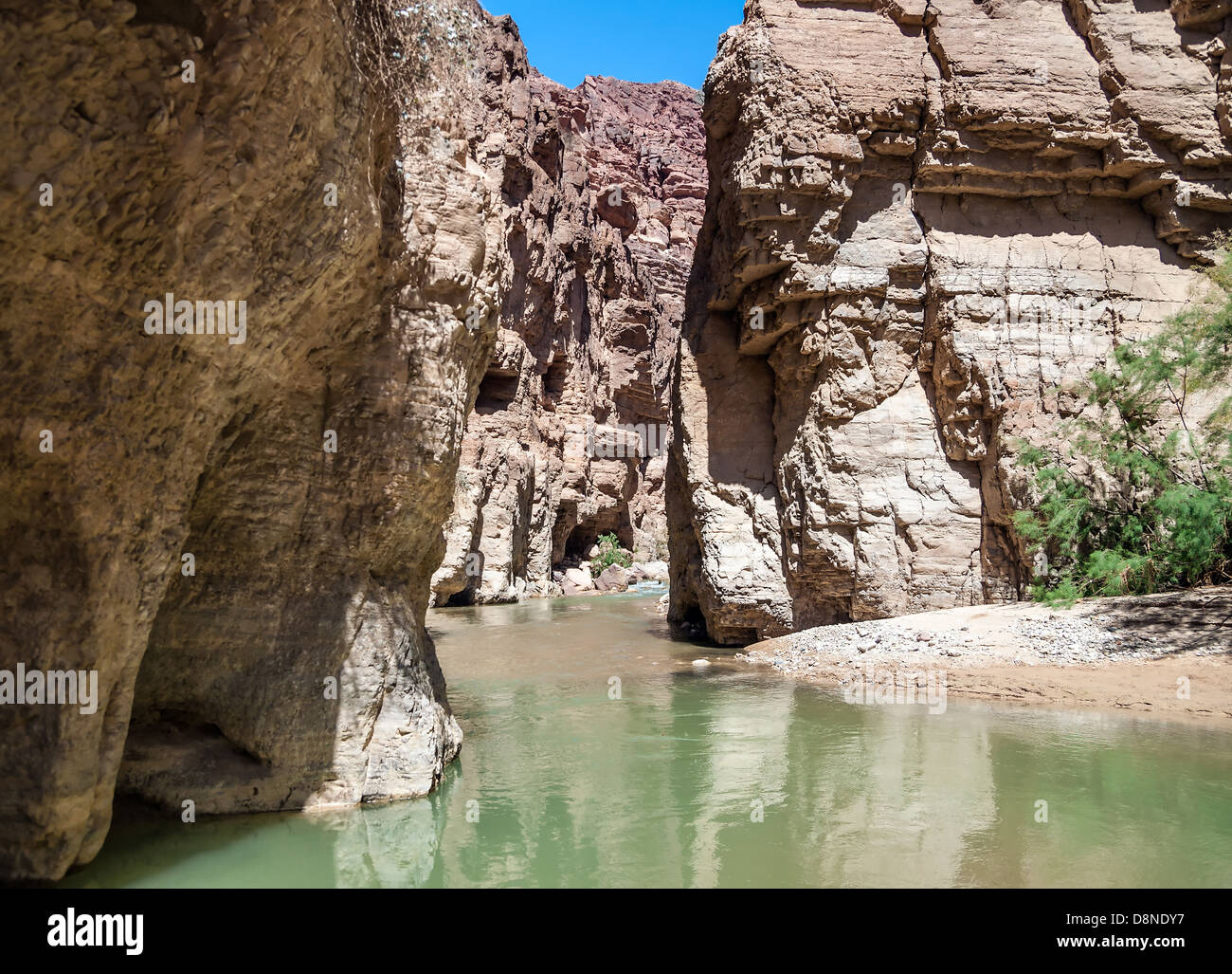 Paysage de l'écoulement de l'eau de ruisseau dans le Wadi Hasa, Jordanie Banque D'Images