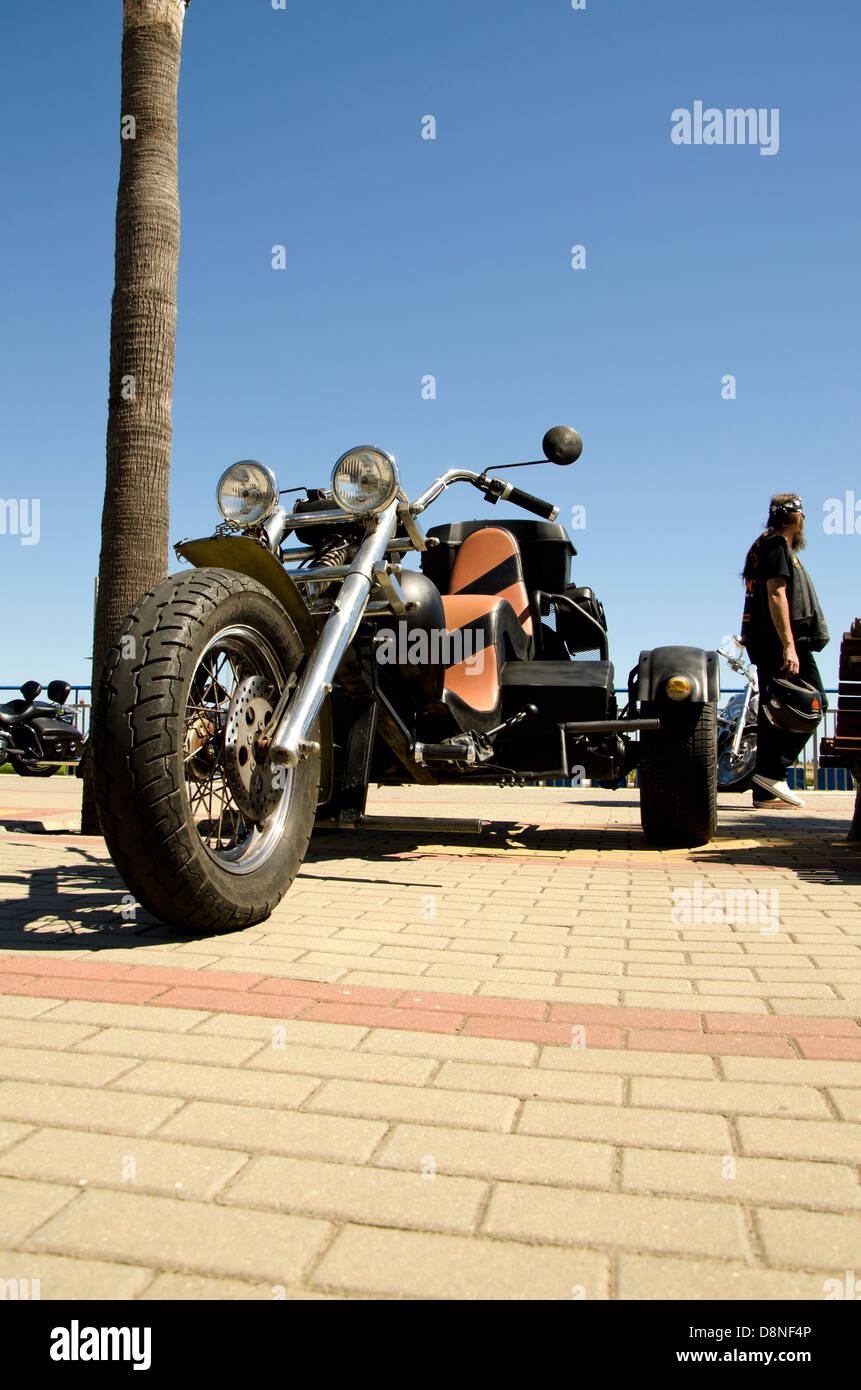 Harley Davidson trike à trois roues, Harley Davidson bikers réunion à Fuengirola, Malaga, Espagne. Banque D'Images