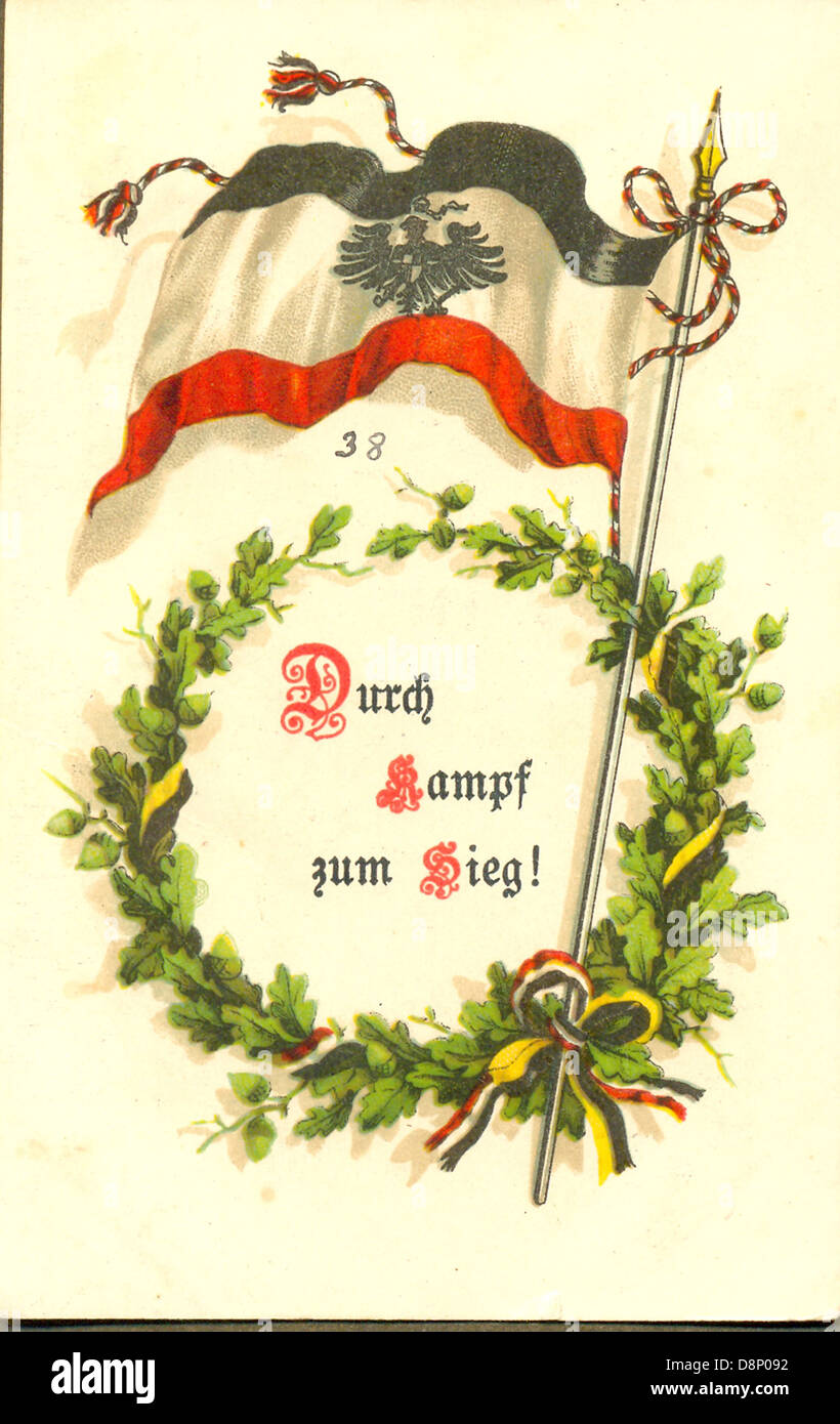 La Première Guerre mondiale carte postale Allemande patriotique Banque D'Images