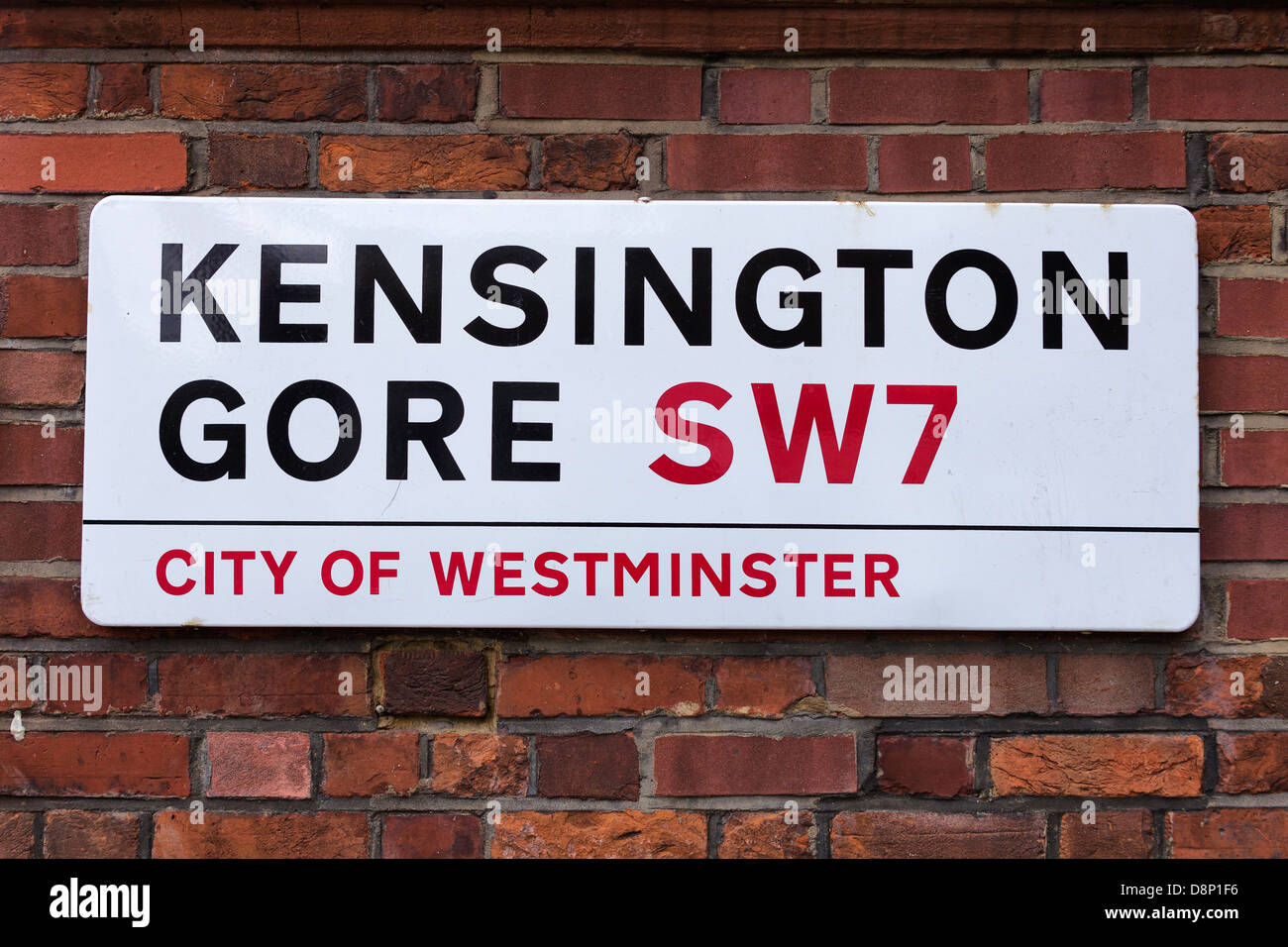 Kensington Gore street sign in Kensington, Londres, Angleterre Banque D'Images