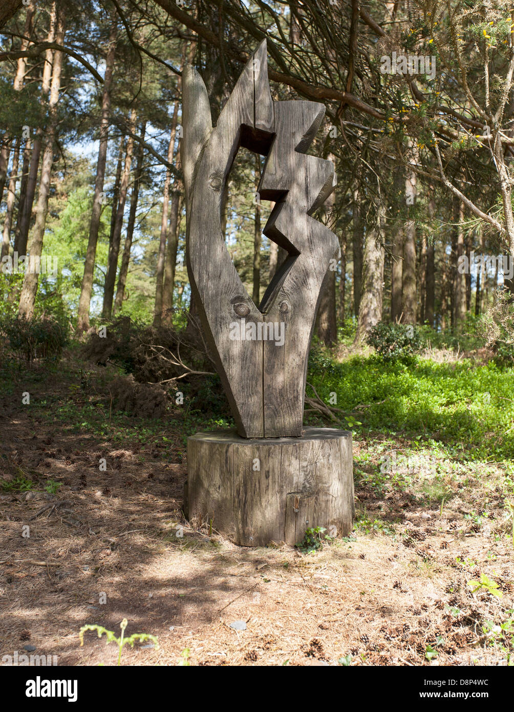 La sculpture sur bois à Webbers Somerset Exmoor Post Banque D'Images