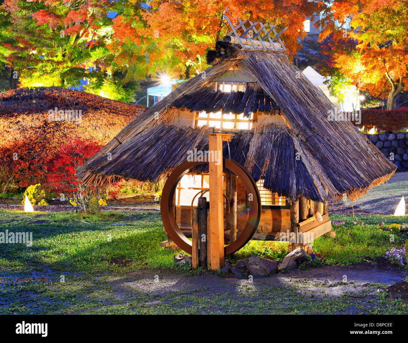 Vieilles cabanes en Japonais Kawaguchi, le Japon. Banque D'Images