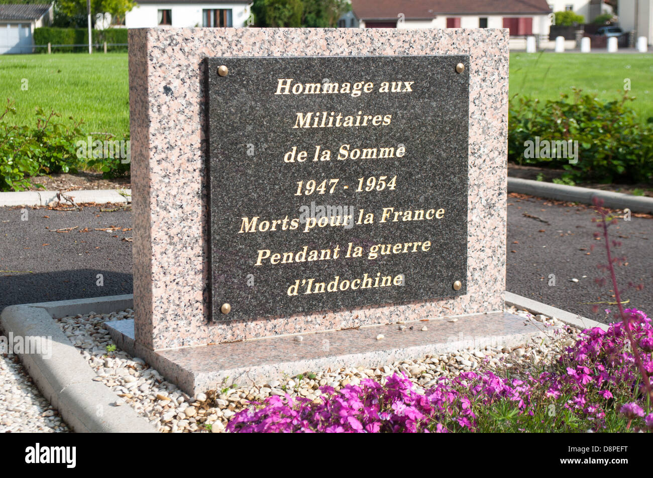Un mémorial de guerre aux français victimes de la région de la somme qui sont morts entre 1947 et 1954 dans la guerre d'Indochine. Banque D'Images