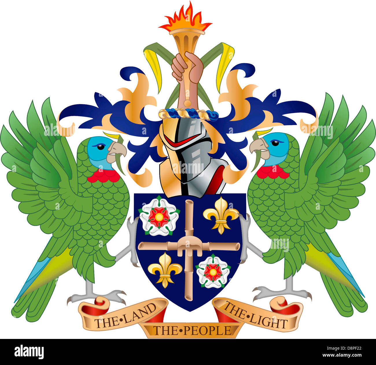 Armoiries de l'État insulaire des Caraïbes Sainte-Lucie. Banque D'Images