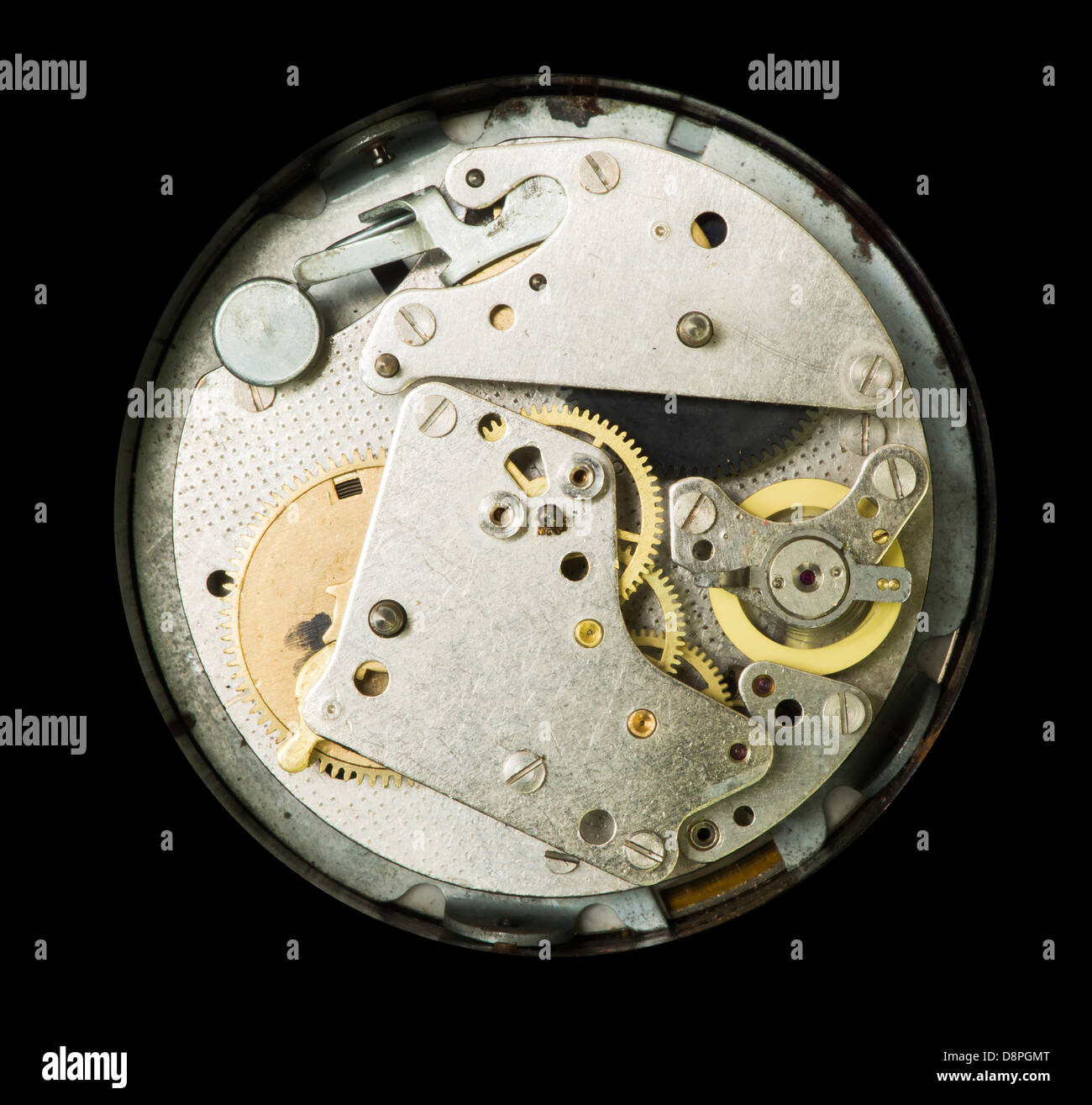 Une horloge mécanique close up Banque D'Images