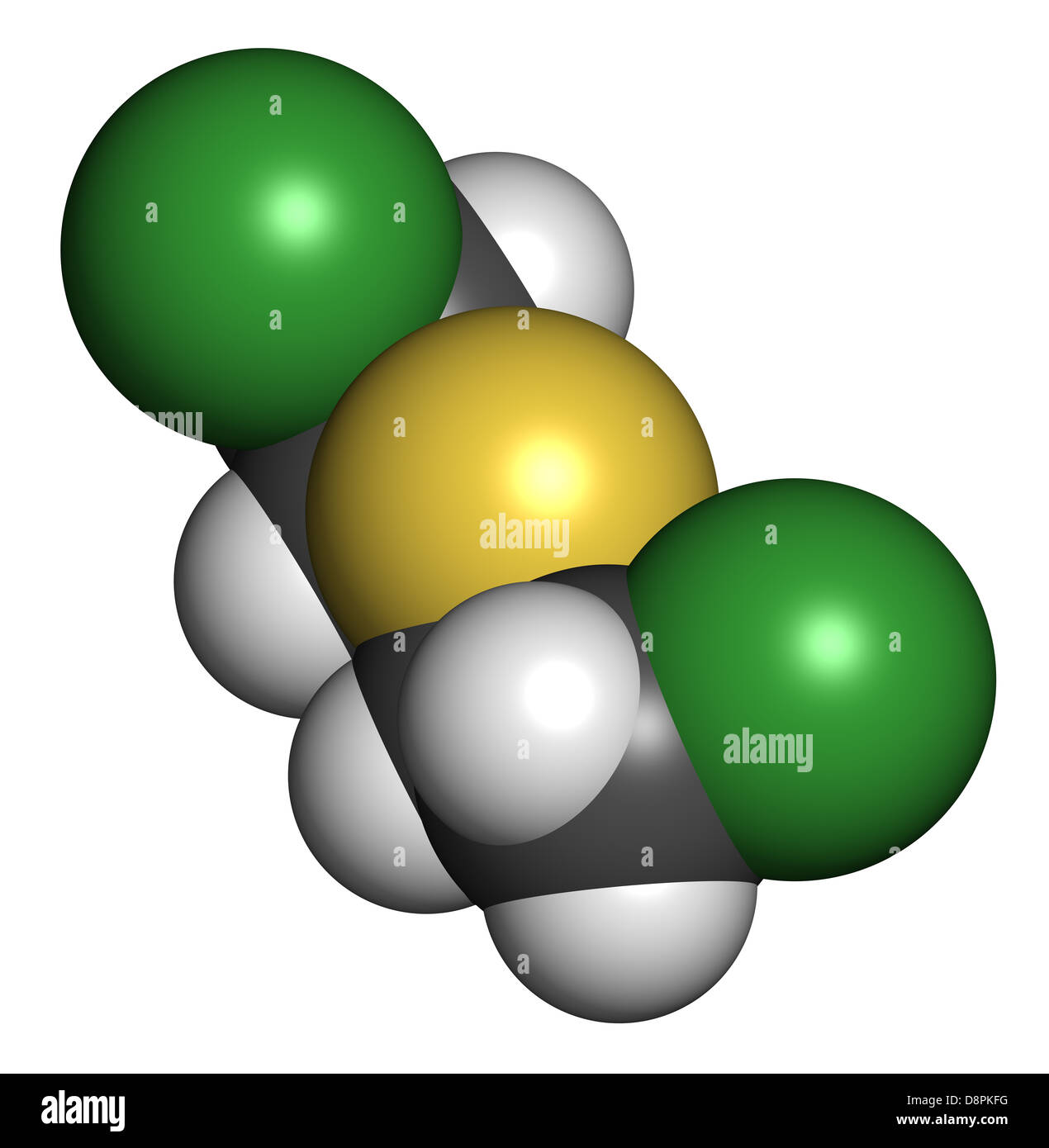 L'ypérite (gaz moutarde, bis(2-chloroéthyle) sulfure) molécule, la structure chimique. Le gaz moutarde est un agent de guerre chimique. Banque D'Images