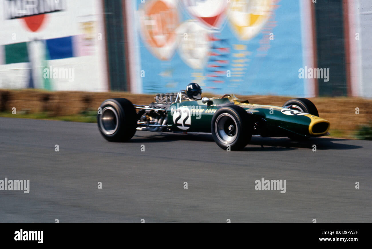 1967 Graham Hill sur Lotus 49. 1967 Grand Prix de Belgique Banque D'Images