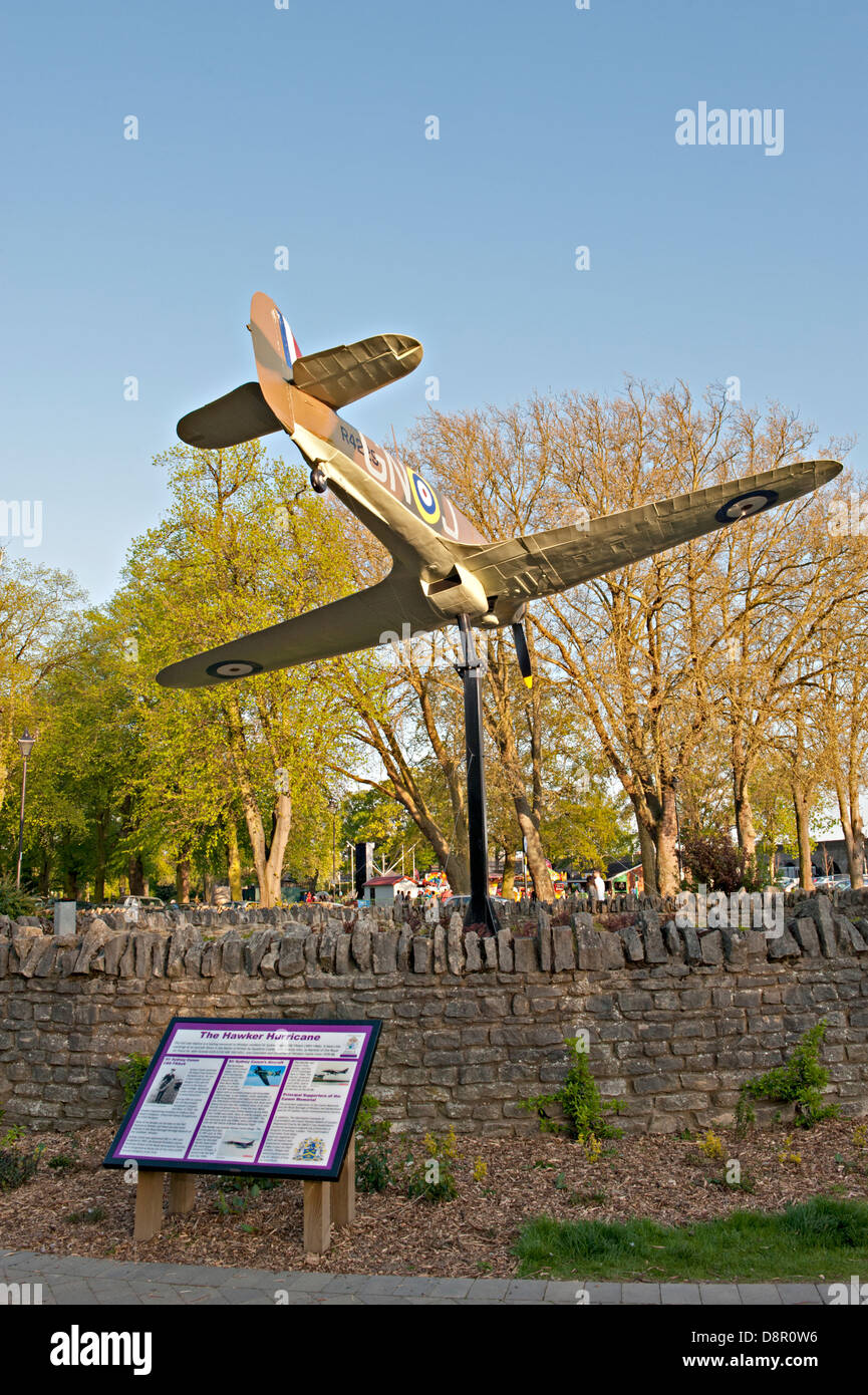 Full Size Replica d'un Hawker Hurricane près de Alexandra Gardens, Windsor, Royaume-Uni Banque D'Images