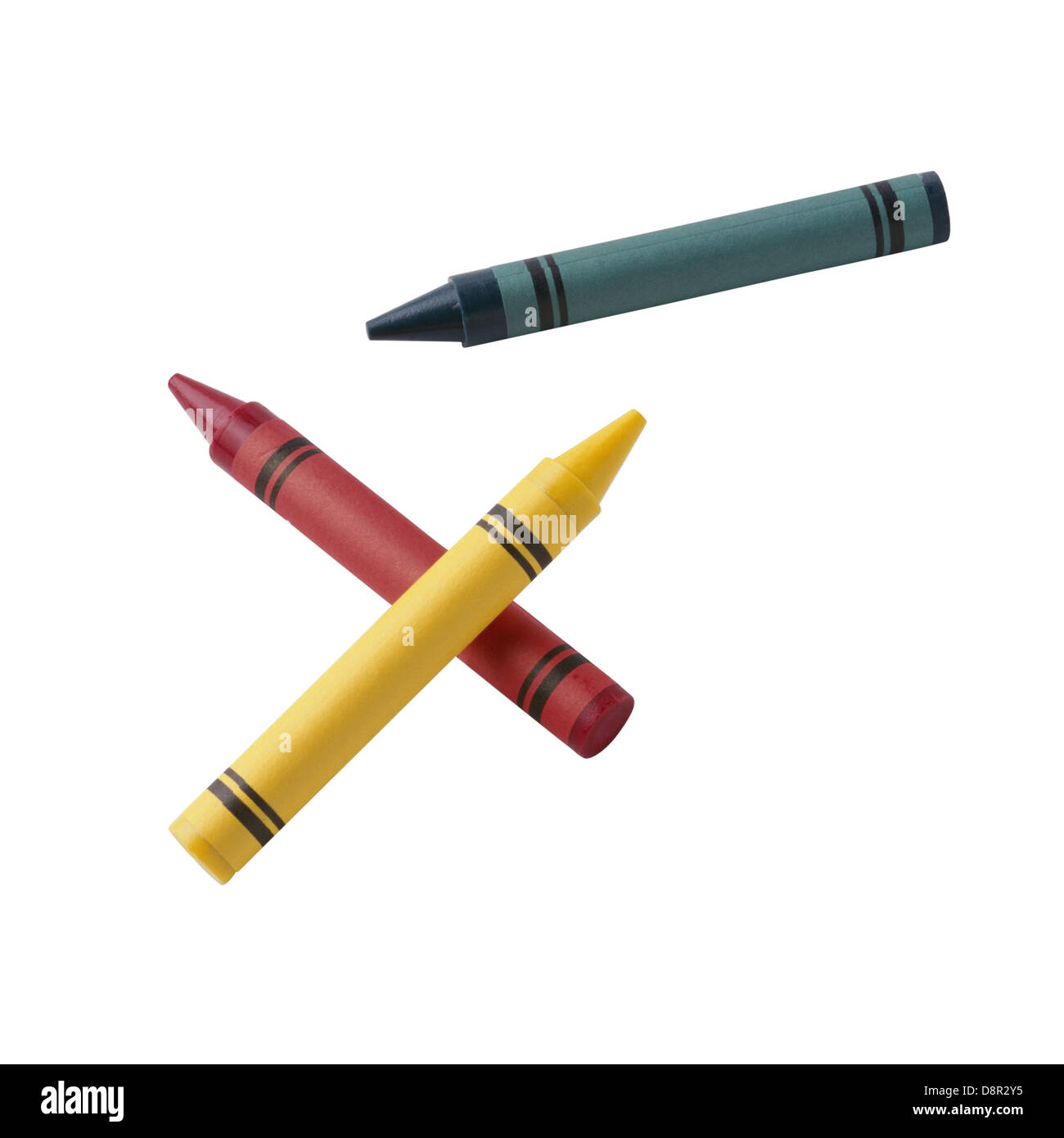 Trois rangées de crayons de cire Banque D'Images
