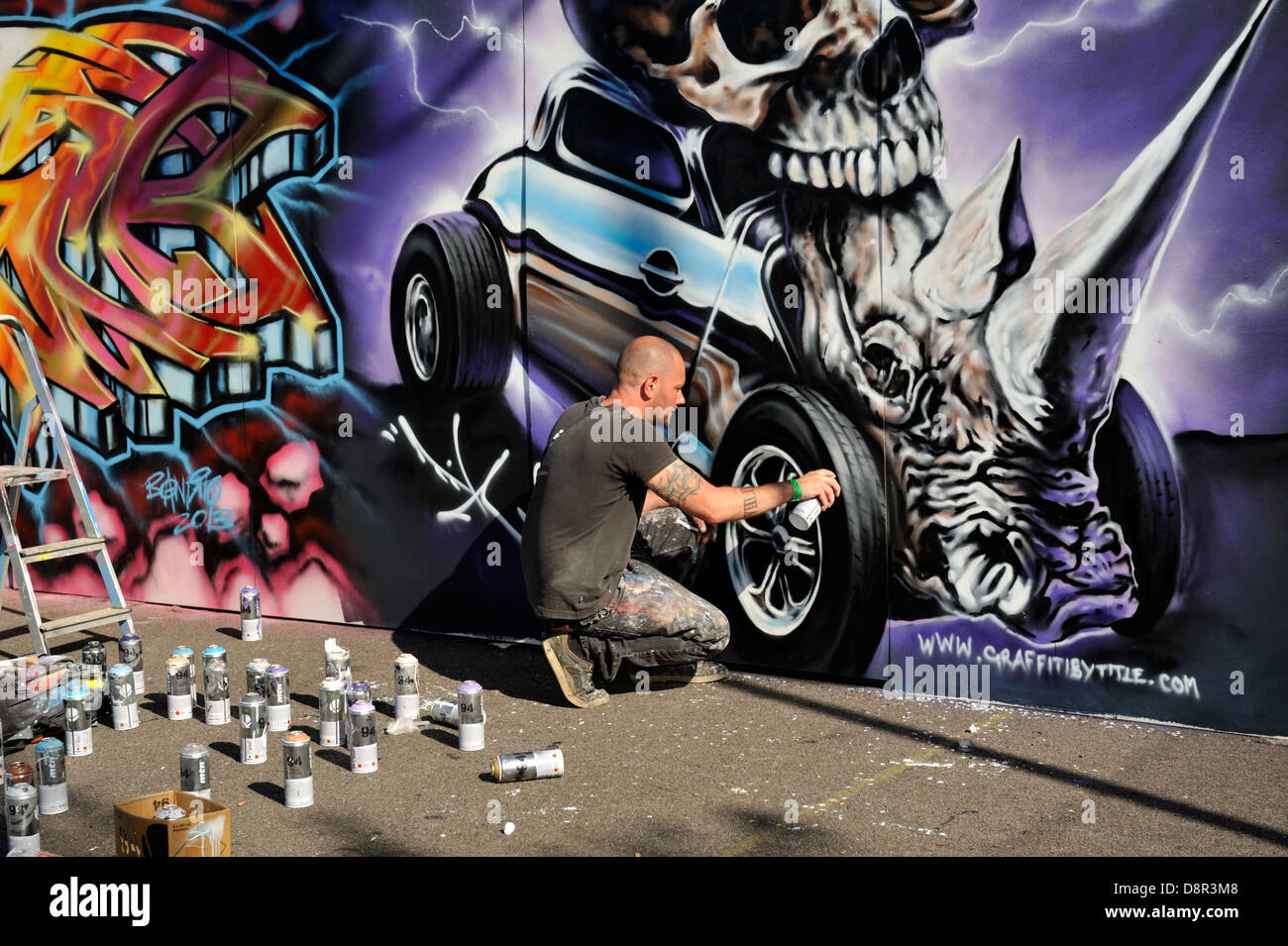 Artiste Graffiti 'Titre' peinture à Upfest Festival, Bristol, Royaume-Uni, 2013 Banque D'Images
