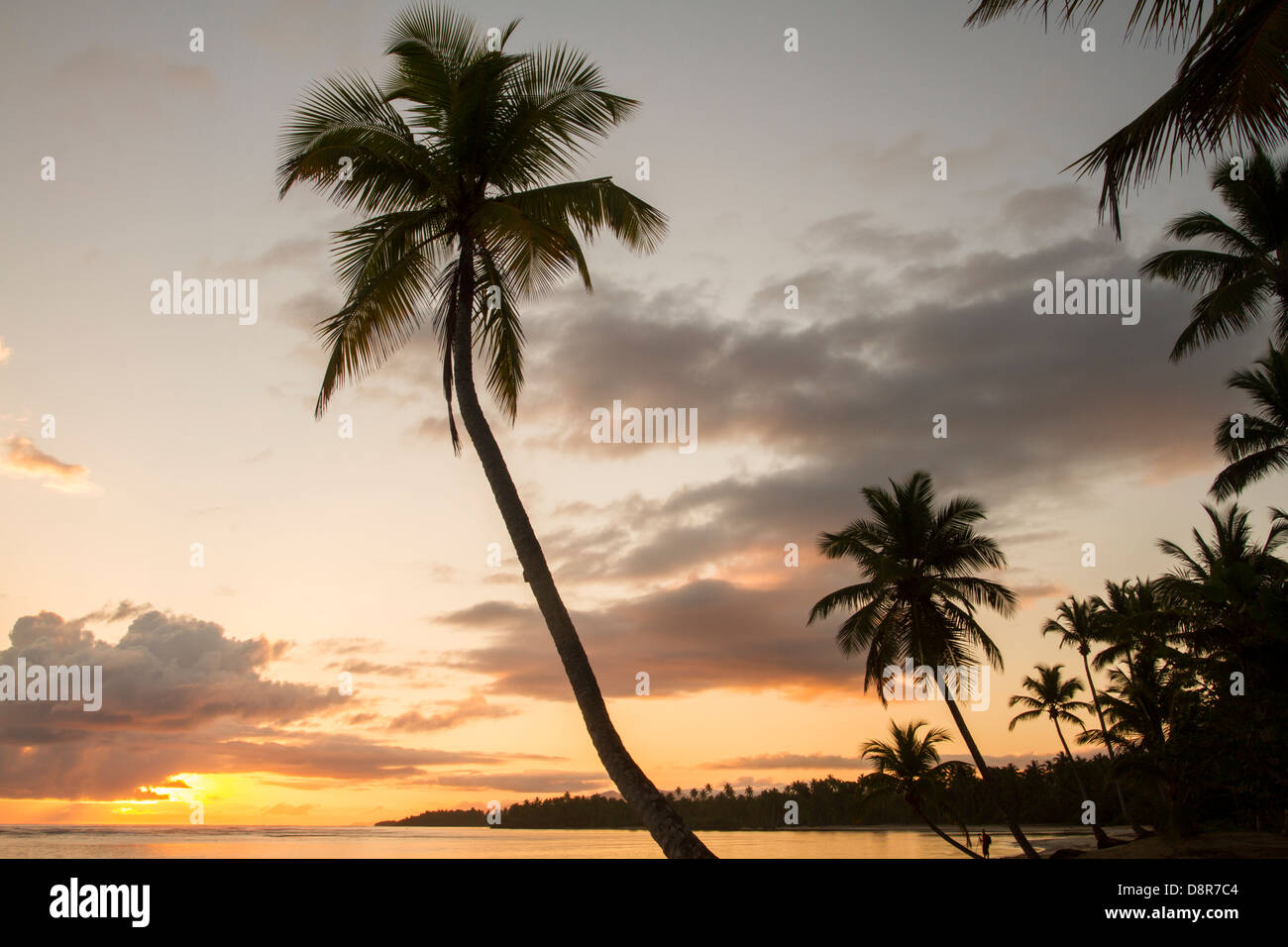 Lever du soleil à El Portillo plage, République dominicaine. Banque D'Images