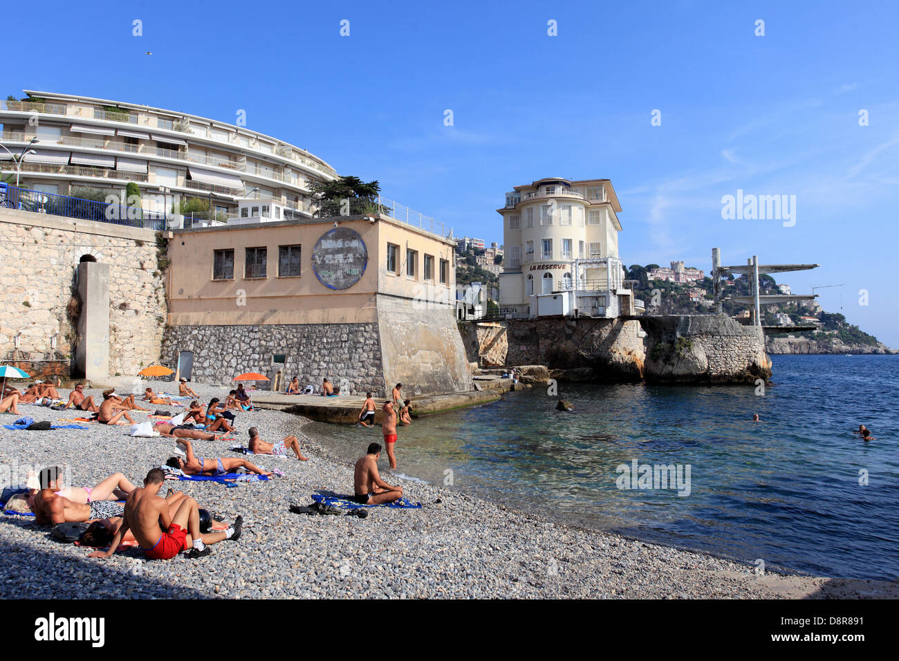 La plage de Nice a appelé la réserve, d'Azur, France Banque D'Images