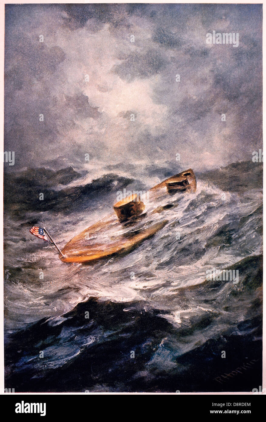 La 'Monitor' dans une tempête, 1862, Peinture, Robert Hopkin Banque D'Images