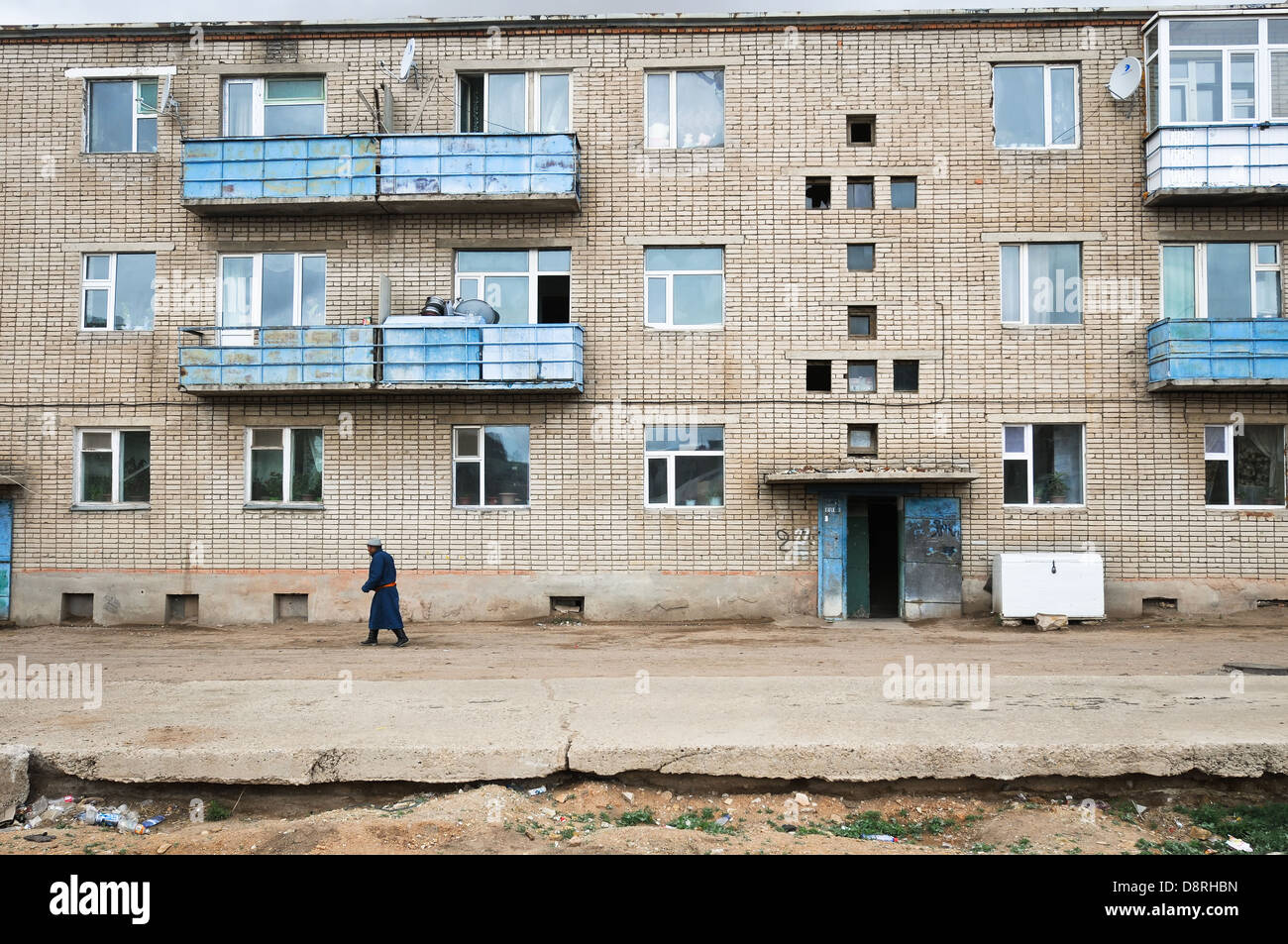 La vie dans une petite ville de Mongolie. Banque D'Images