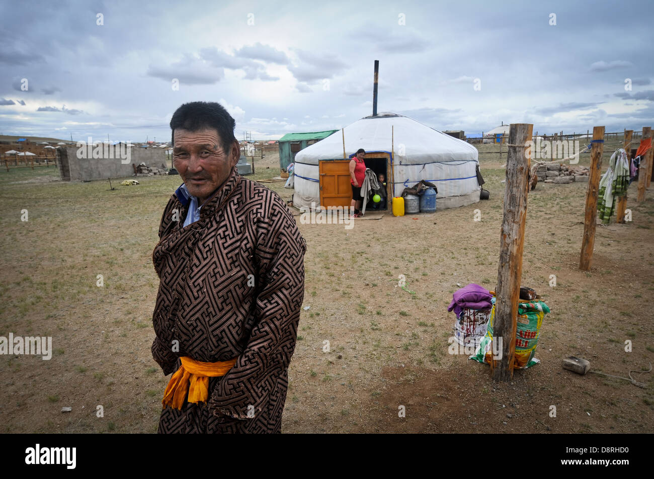 La vie dans une petite ville de Mongolie. Banque D'Images