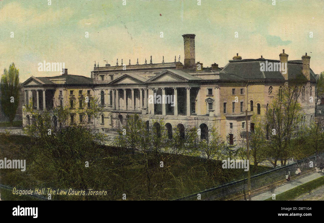 Une image vintage d'Osgoode Hall, l'un des principaux tribunaux de Toronto, Canada. Le bâtiment est un point de repère important, accueillant le Barreau et les procédures judiciaires dans la ville. Banque D'Images