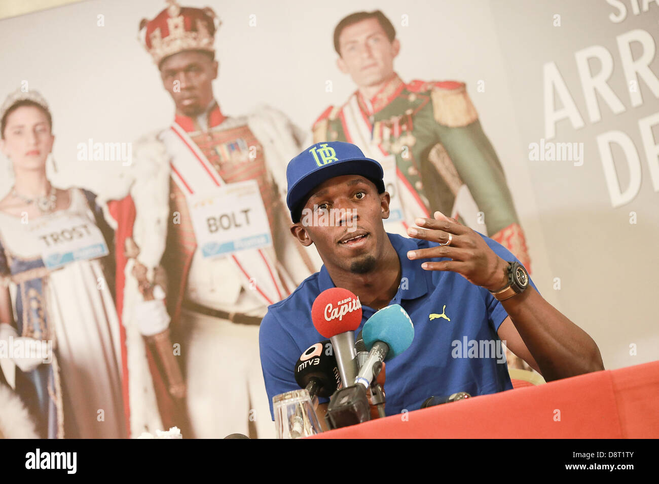 Rome, Italie. 4 juin 2013. 'Golden Gala Pietro Mennea' roms. Conférence de presse avec Usain Bolt à l'ATA Hotel Villa Pamphili. Banque D'Images