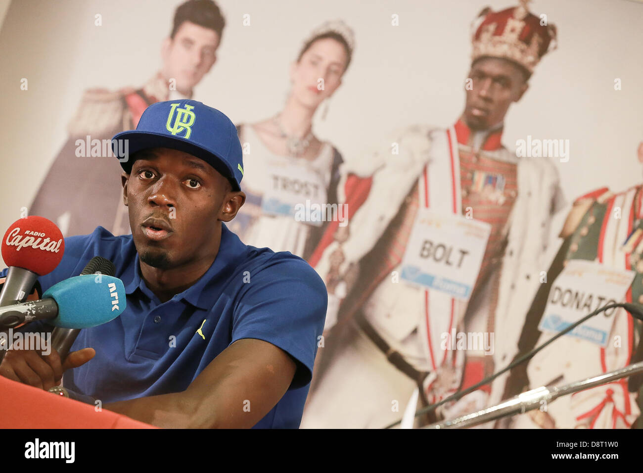 Rome, Italie. 4 juin 2013. 'Golden Gala Pietro Mennea' roms. Conférence de presse avec Usain Bolt à l'ATA Hotel Villa Pamphili. Banque D'Images