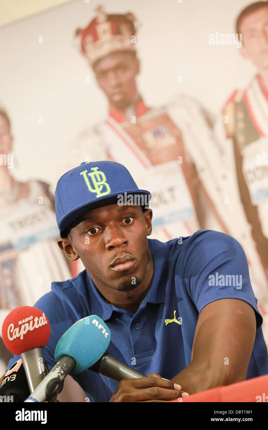 Rome, Italie. 4 juin 2013. 'Golden Gala Pietro Mennea' roms. Conférence de presse avec Usain Bolt à l'ATA Hotel Villa Pamphili. Banque D'Images