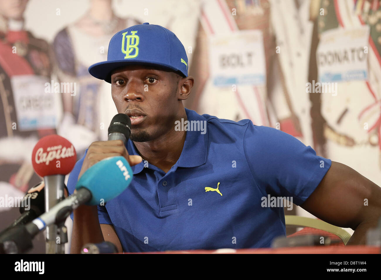 Rome, Italie. 4 juin 2013. 'Golden Gala Pietro Mennea' roms. Conférence de presse avec Usain Bolt à l'ATA Hotel Villa Pamphili. Banque D'Images