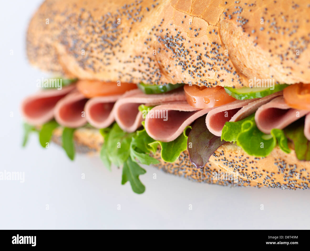 Baguette salade de jambon Banque D'Images