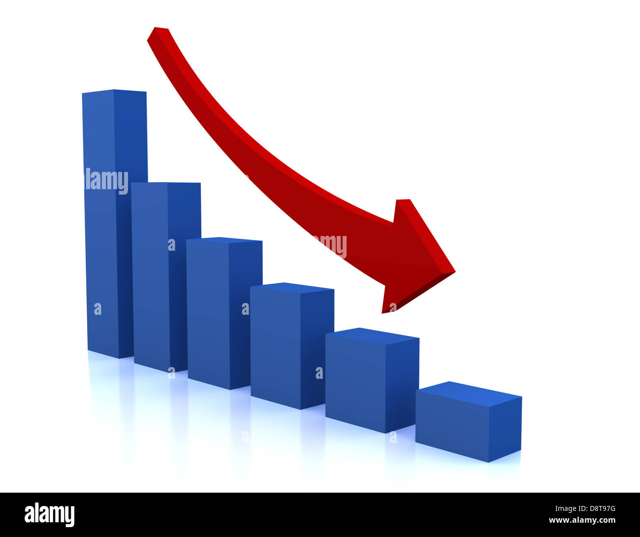 Schéma de déclin d'affaires avec flèche rouge Banque D'Images