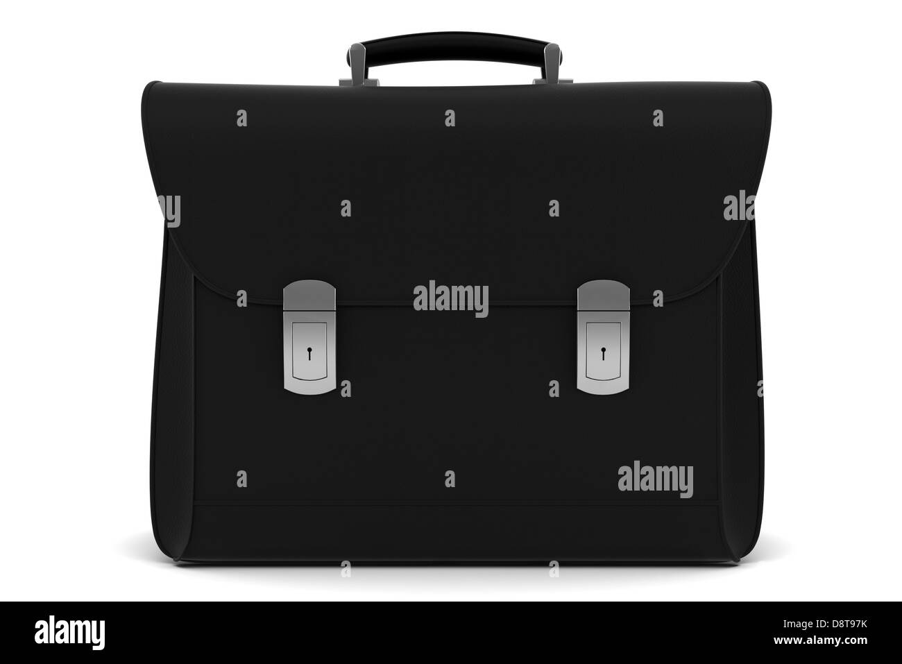 Porte-documents en cuir noir isolated on white Banque D'Images