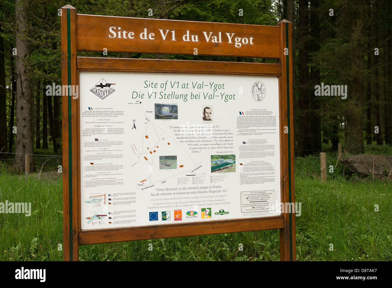 Le signe à Ardouval ww2 V1 site de lancement Normandie, France Banque D'Images