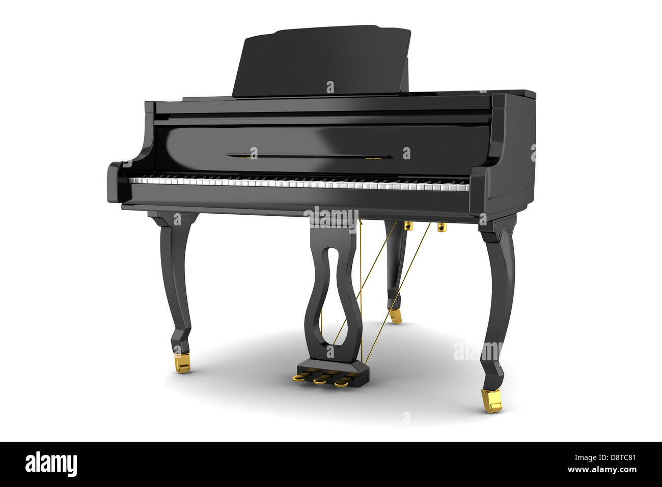 Piano à queue noir isolated on white Banque D'Images