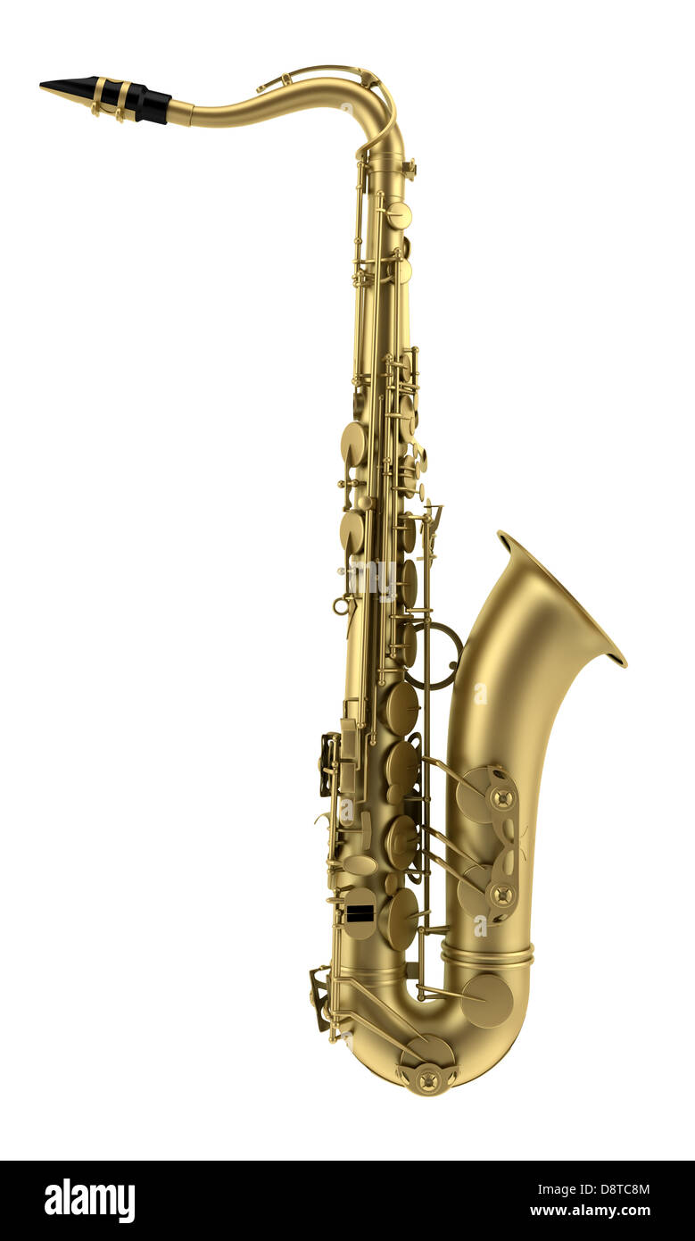 Saxophone ténor isolé sur fond blanc Banque D'Images